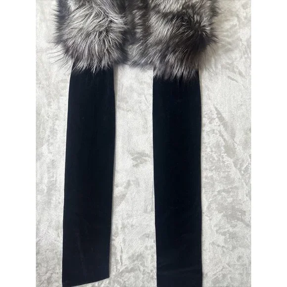 Women’s ST.John Evening Scarf Dyed Fox 95% Silk Velvet Lining Gray One Size - Picture 7 of 11